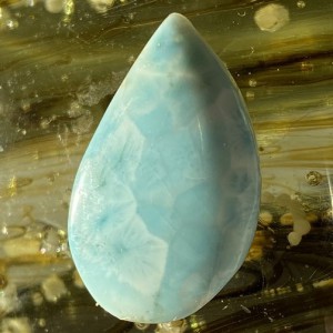 Larimar Kamień Atlantydy 32 mm ''Niebieski Bursztyn'' Pektolit - Dominikana - Kryształ +Certyfikat