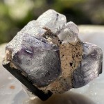 Fluoryt Tęczowy Fantomowy kryształ + Turmalin - Namibia - rzadkość
